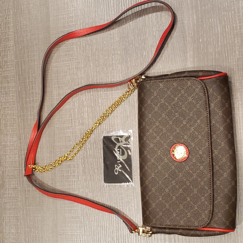 Rioni handbag brown with red trim